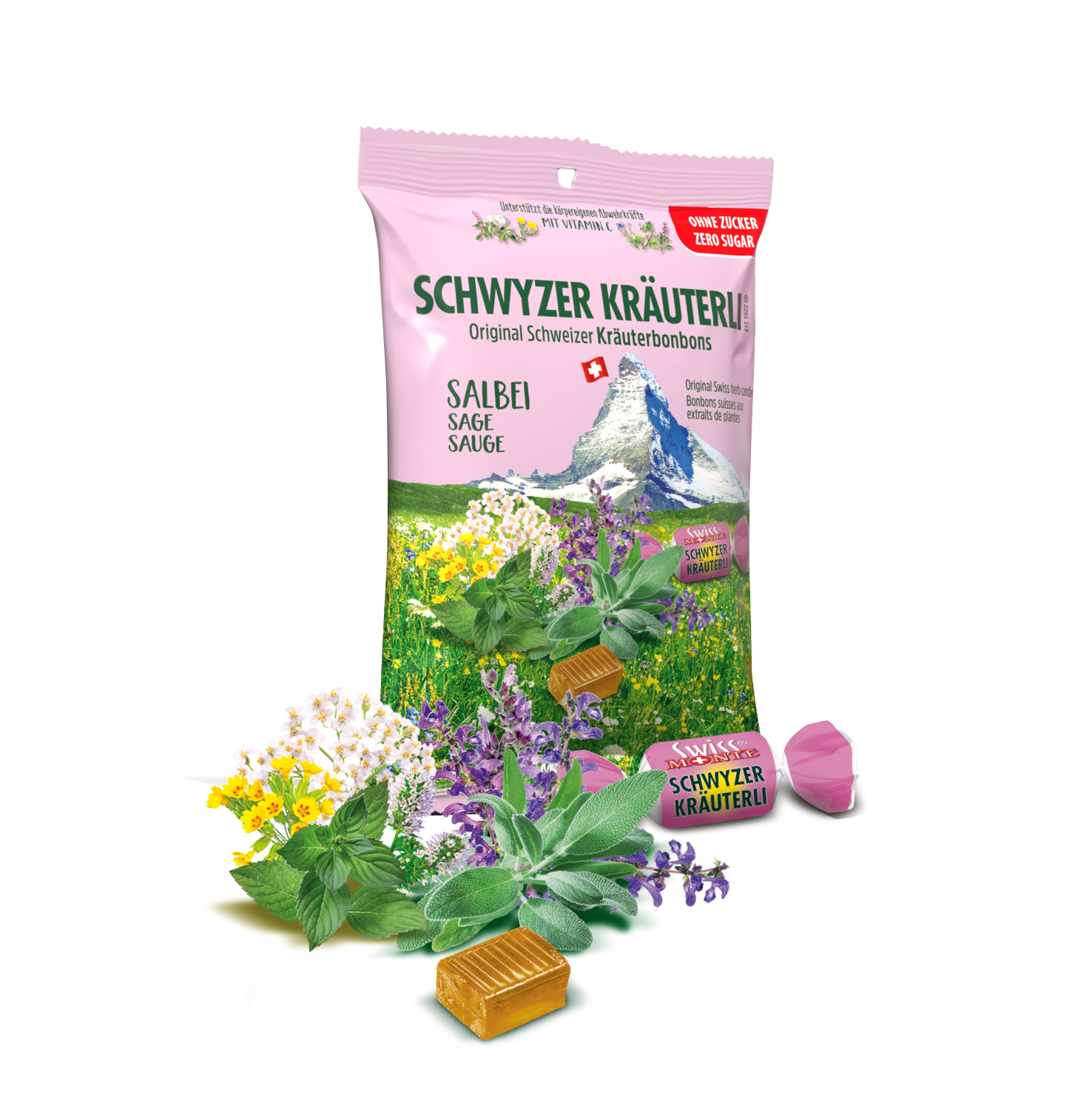 Schwyzer Kräuterl Sabei zuckerfrei - Original Schweizer Kräuterbonbon!