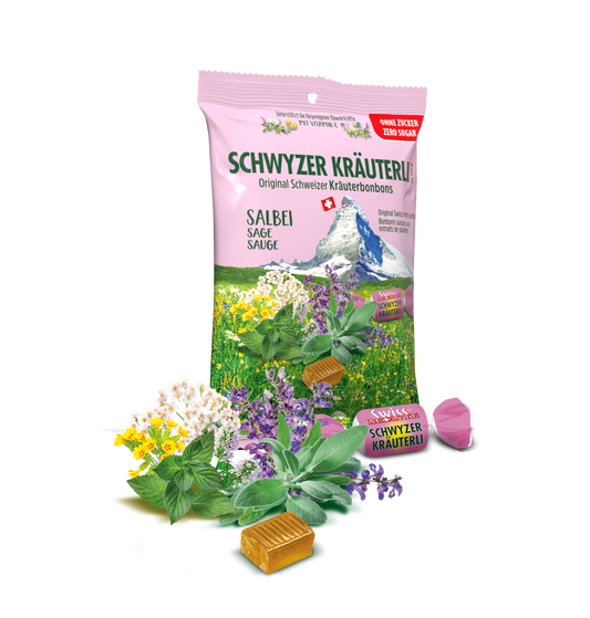 Schwyzer Kräuterl Sabei zuckerfrei - Original Schweizer Kräuterbonbon!