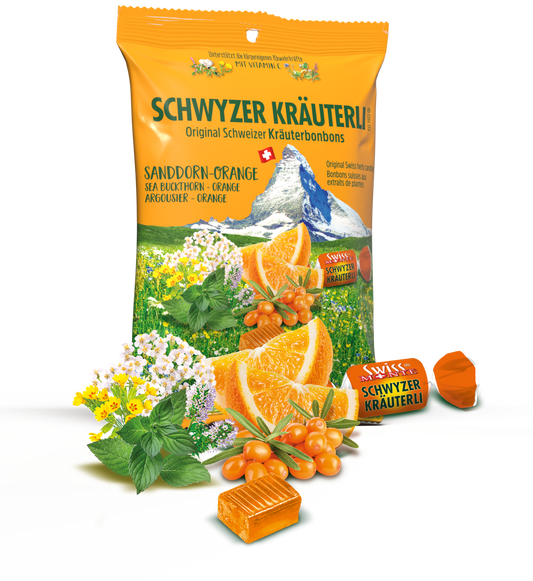 Schwyzer Kräuterli Sanddorn-Orange - Original Schwezer Kräuterbonbons!